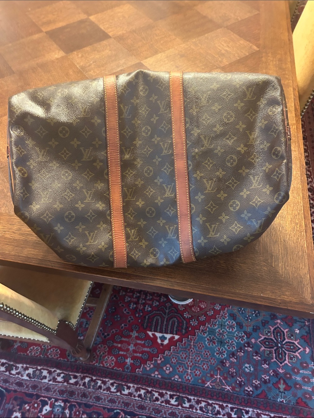 Louis Vuitton Brown Monogram Travel Duffel with Tan/brown trim - Picture 7 of 11